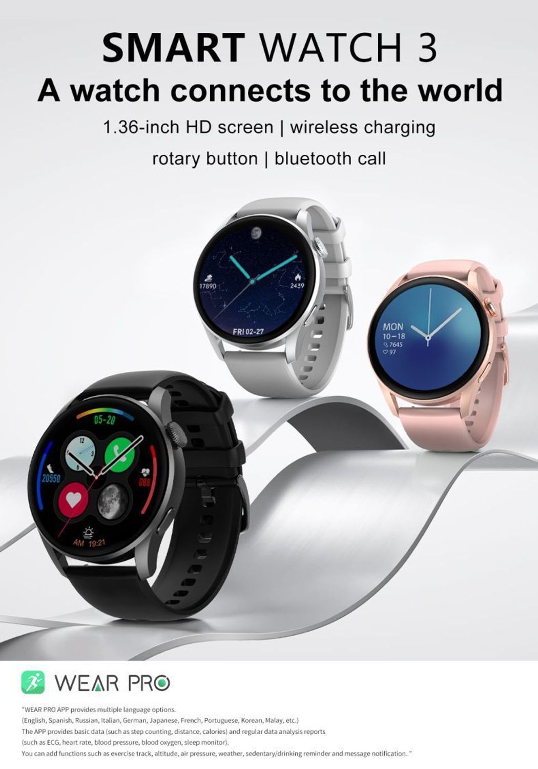 Zegarek Smartwatch Hagen z wymiennym paskiem HD13..jpg
